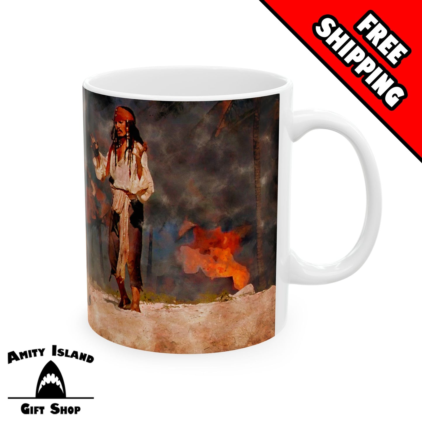 Pirates of the Caribbean Inspired Mug - Why's the Rum Gone? - Captain Jack and Elizabeth Swann