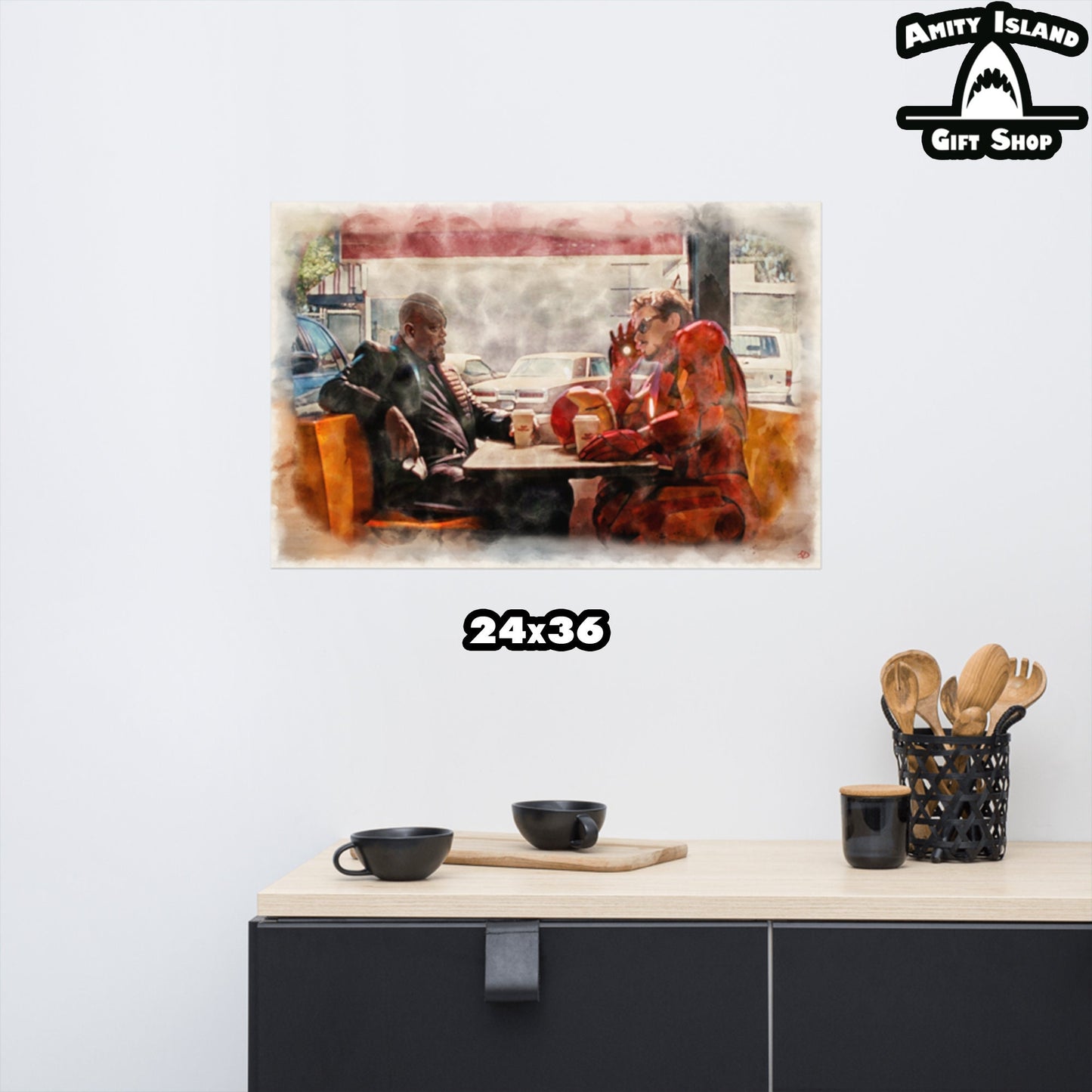 Coffee Shop Interview - Iron Man 2 Inspired Art Print