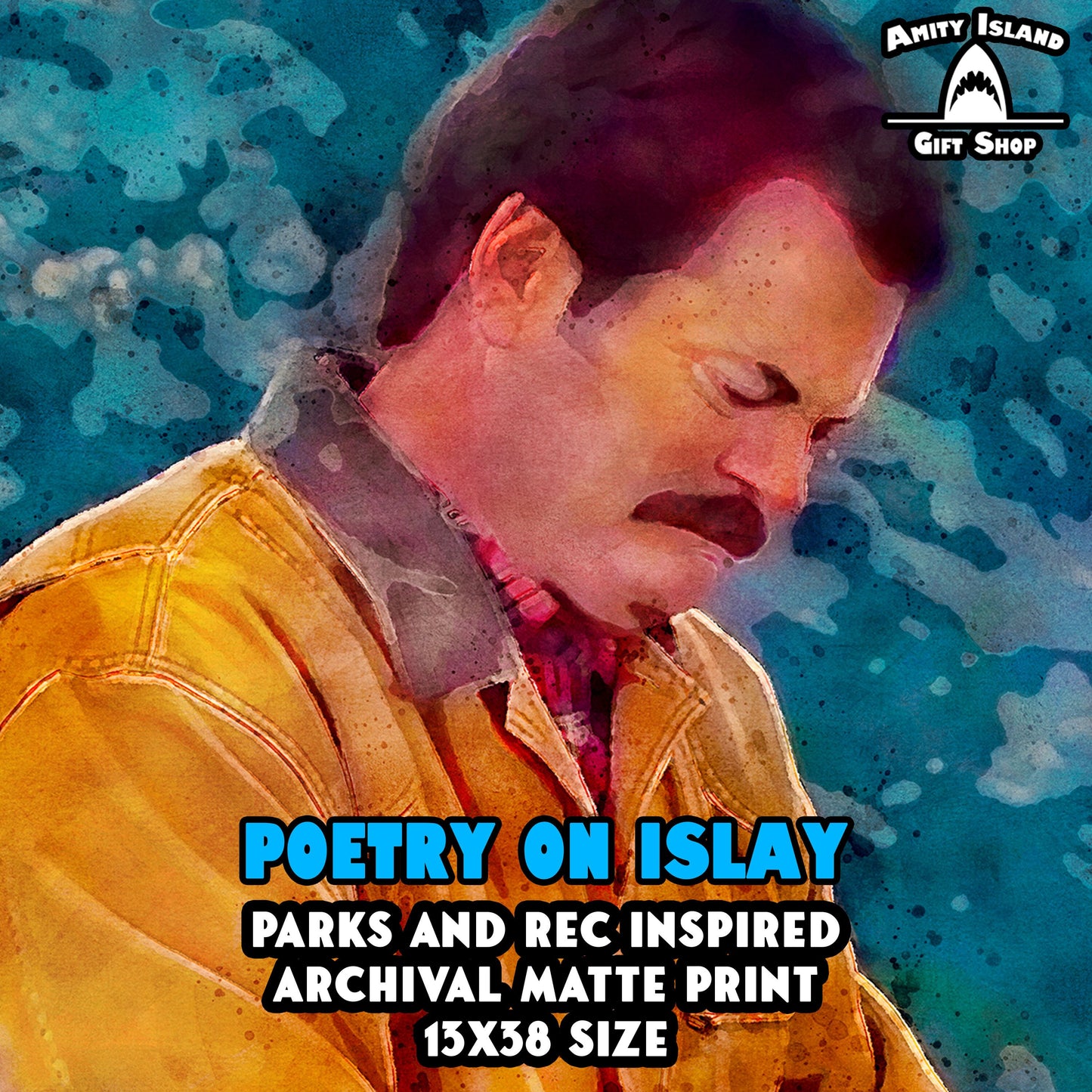 Poetry on Islay - Ron Swanson in Scotland / Parks and Recreation Inspired Art Print
