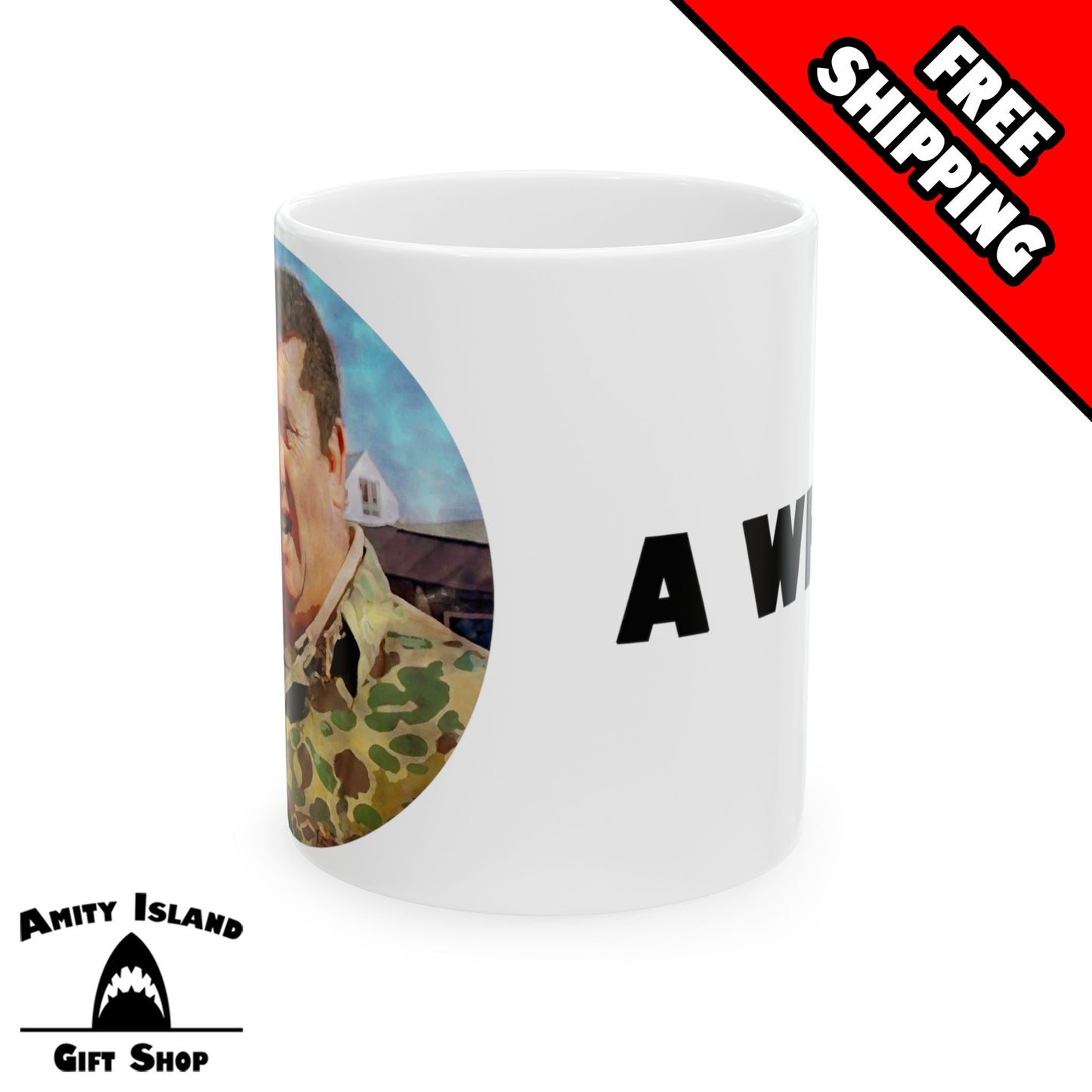 Tiger Shark Guy from Jaws Inspired 11 oz Mug - A What?