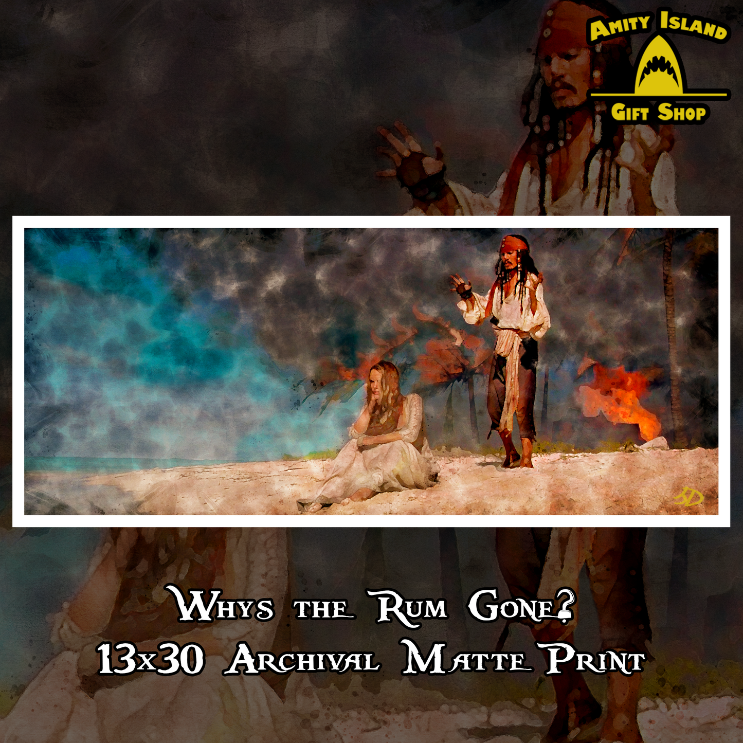 Why's the Rum Gone? - Pirates of the Caribbean Inspired 13x30 Archival Matte Art Print