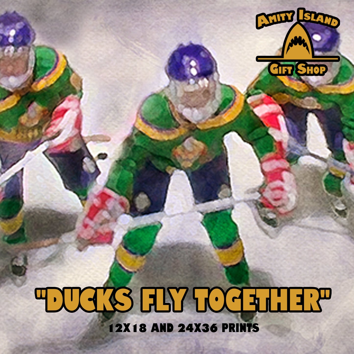 Ducks Fly Together - Mighty Ducks Inspired Hockey Poster - The Flying V