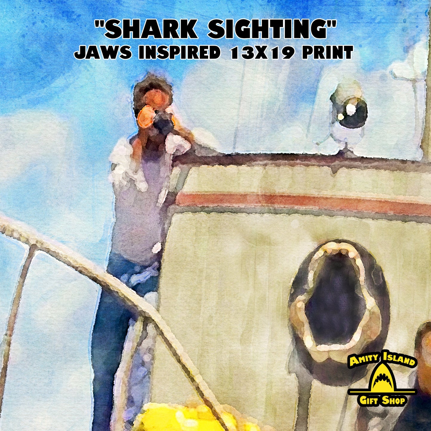 Shark Sighting - Jaws Inspired Art Print