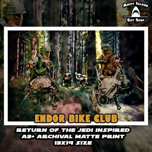 Endor Bike Club - Star Wars Return of the Jedi Inspired Artwork - 13x19 (A3+) Art Print - Archival Matte Print