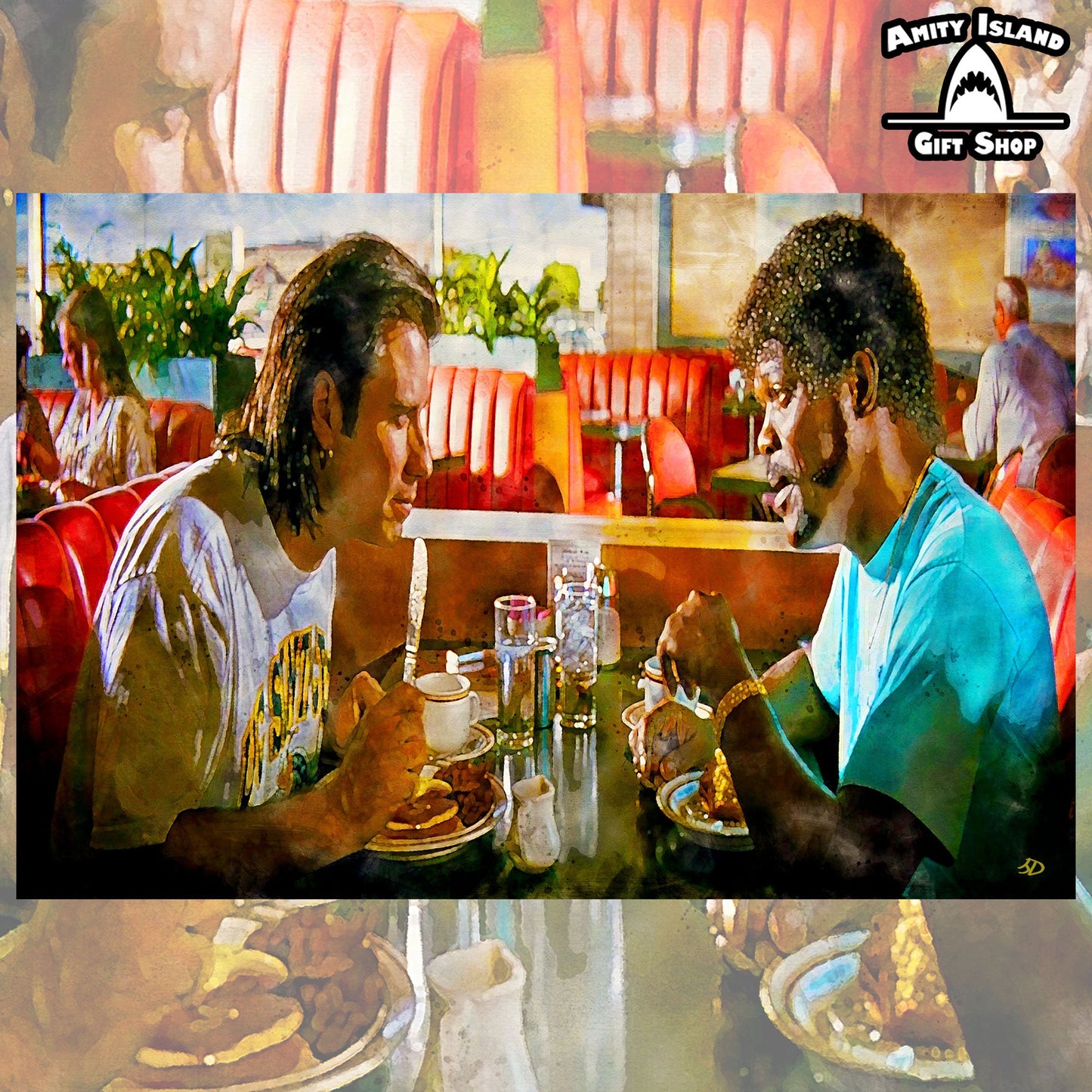 Want Any Bacon? - Pulp Fiction Inspired Artwork - Diner Scene - Tarantino Art Print - Vince and Jules
