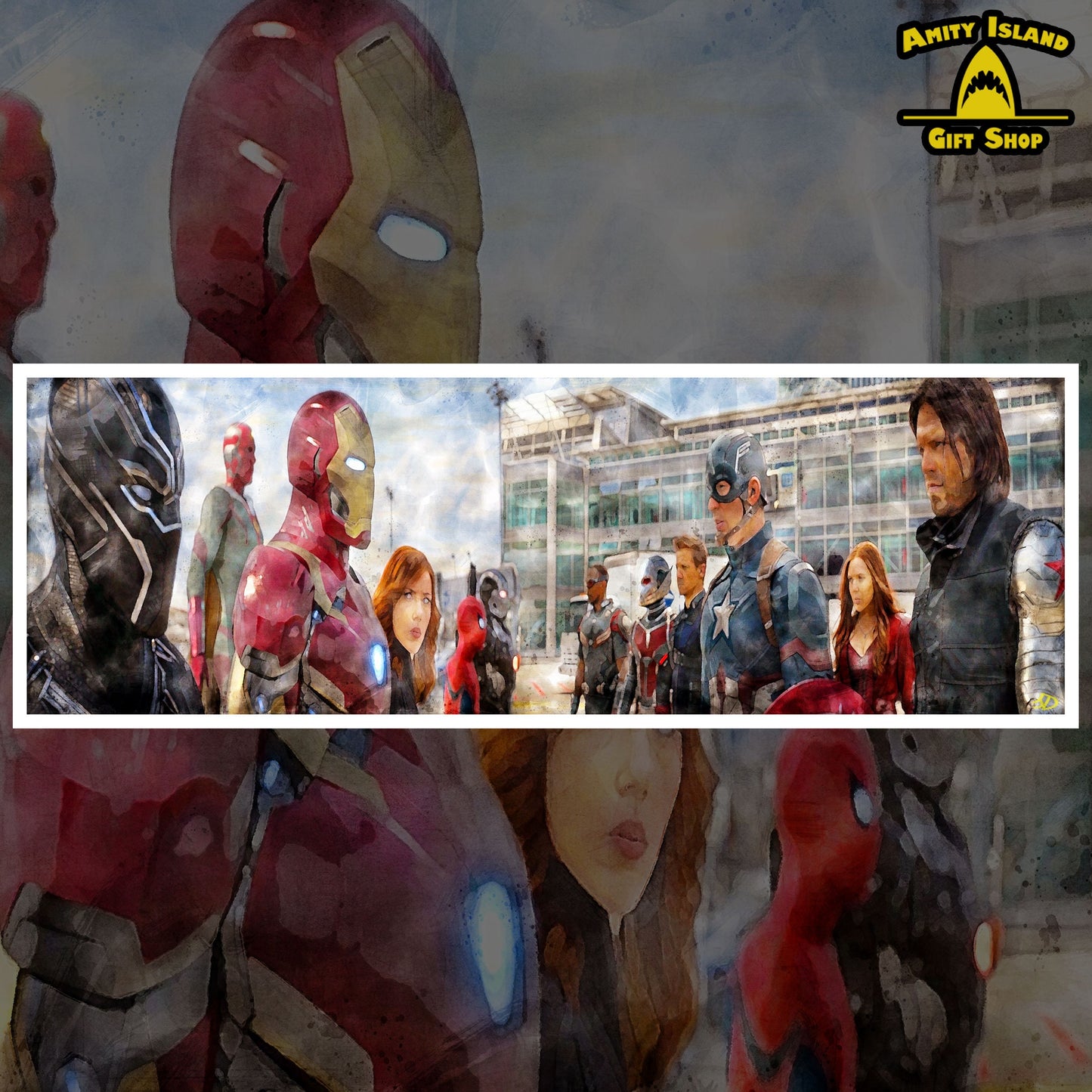 MCU Civil War Inspired - Team Iron Man vs Team Captain America - 13x38 Art Print